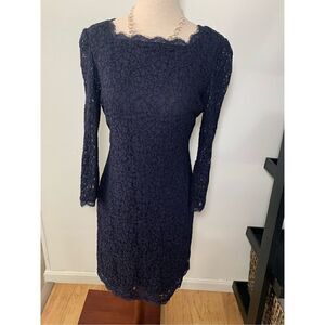 Adrianna Papel lace blue dress long sleeves size 8 wedding fancy event